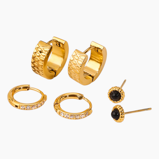 Golden Noir Earring Set