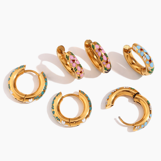 Enchanted Bloom Enamel Hoop Earrings