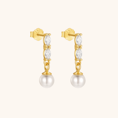 Pearl & Zirconia Dangling Earrings