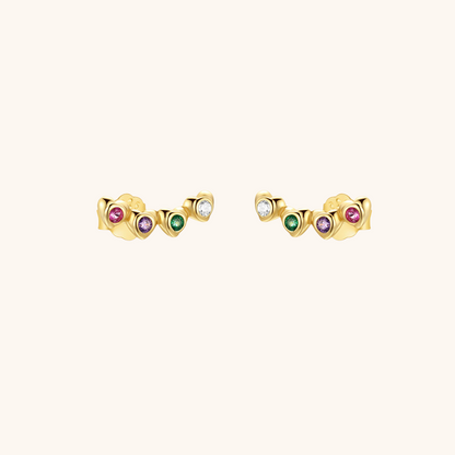 Multi-color Heart Stud Earrings with Zirconia