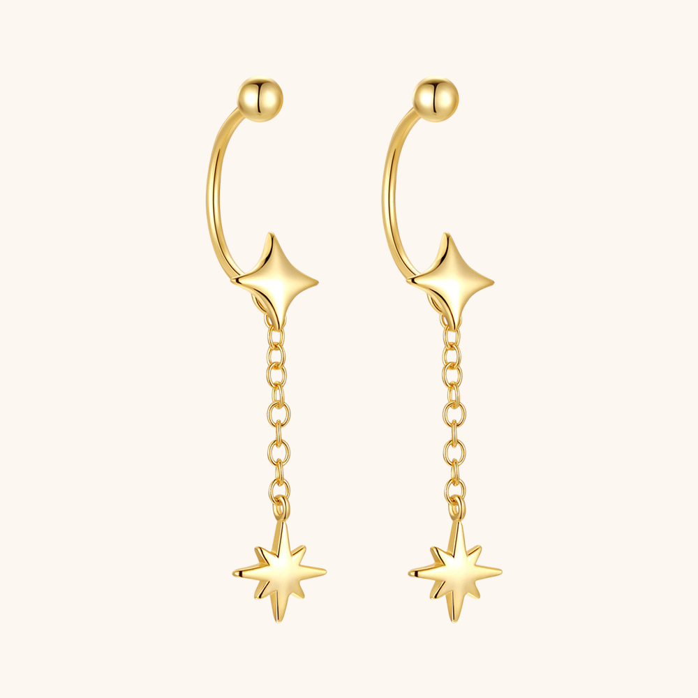 Star and Crescent Moon Drop Earrings