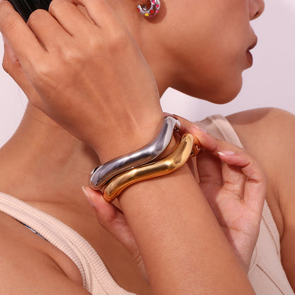 Sculpted Wave Cuff Bracelet
