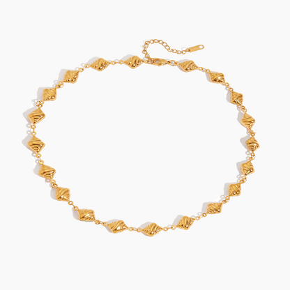 Golden Brioche Bead Necklace