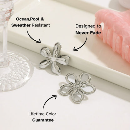 Silver Bloom Petal Studs
