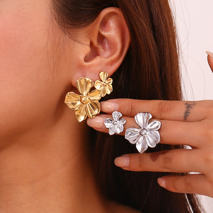 Metallic Bloom Statement Earrings