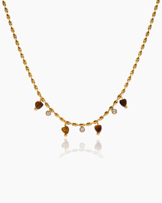Tiger Eye Heart Charm Necklace