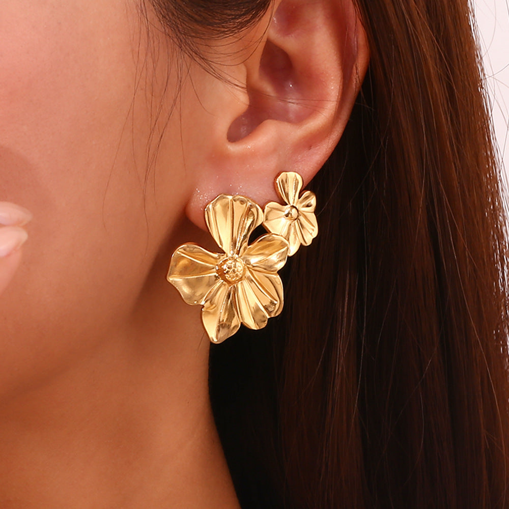 Metallic Bloom Statement Earrings