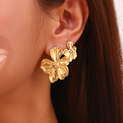 Metallic Bloom Statement Earrings