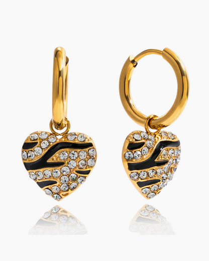 Zebra Heart Hoop Earrings