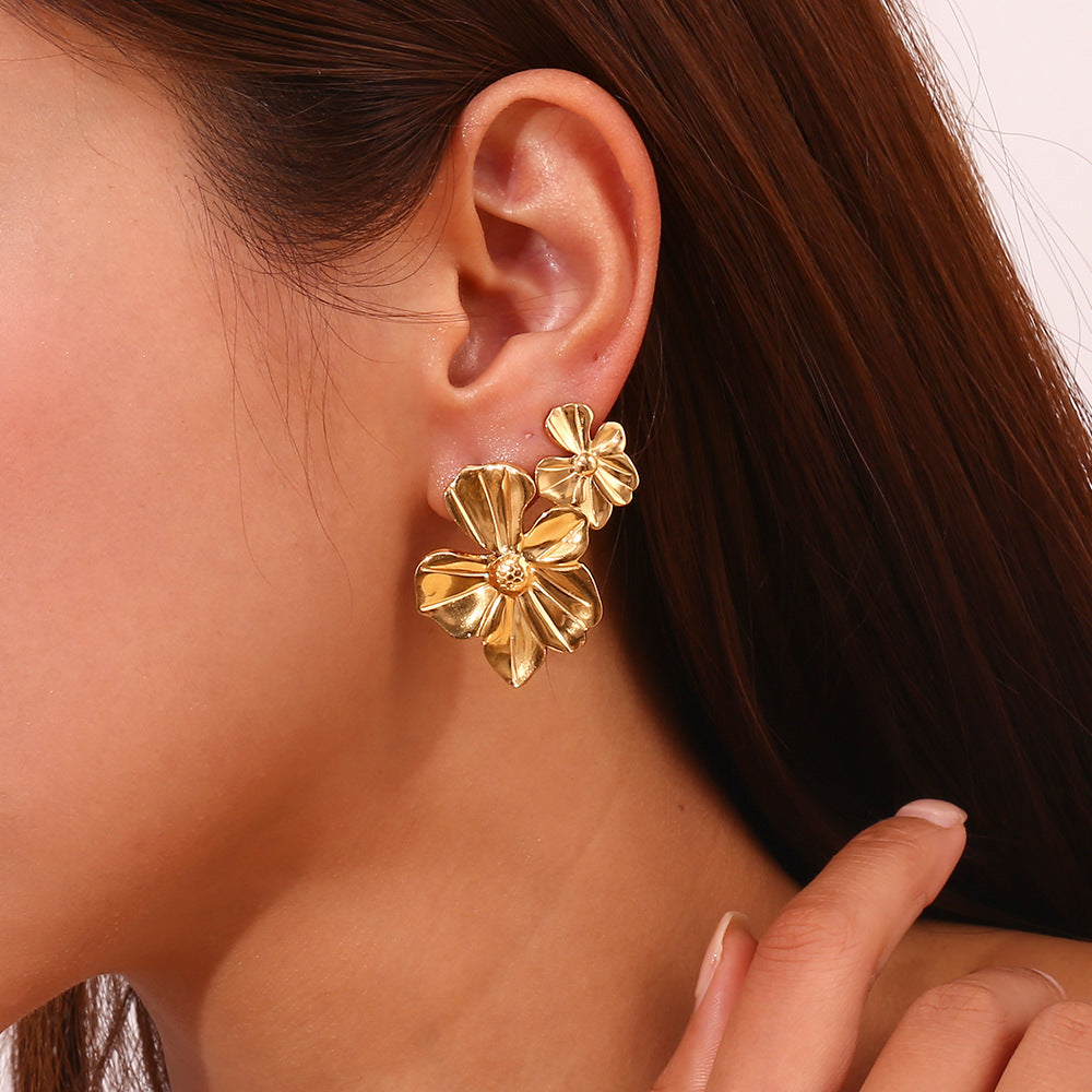 Metallic Bloom Statement Earrings