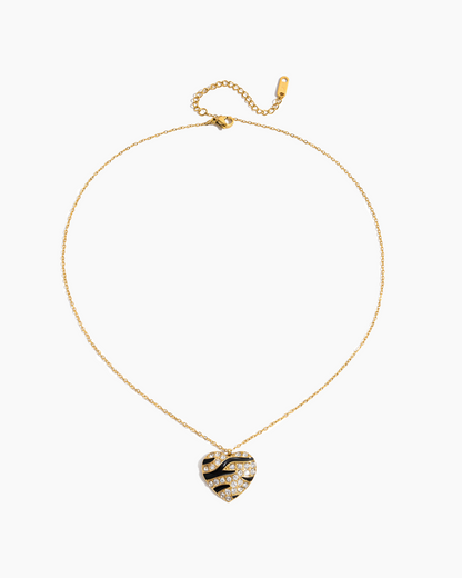 Zebra Heart Crystal Necklace