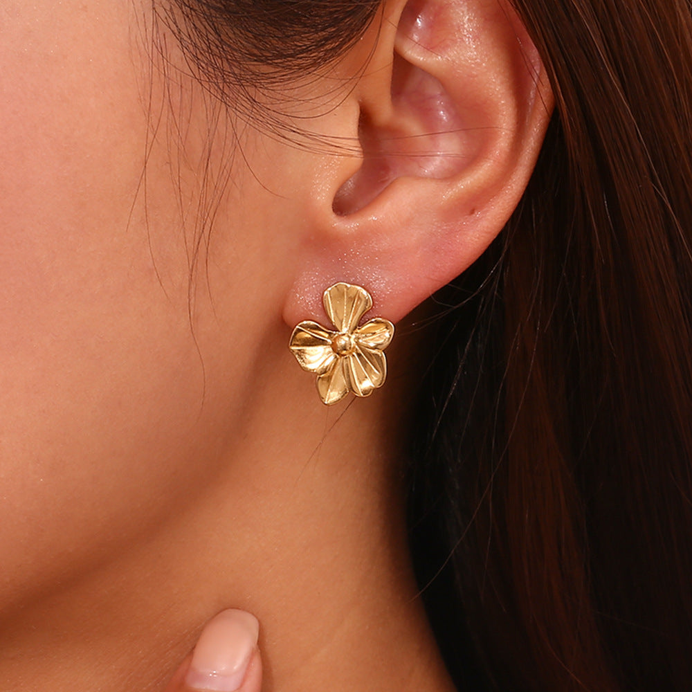 Metallic Bloom Statement Earrings