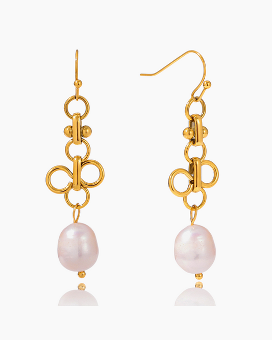 Clover Pearl Drop Earrings