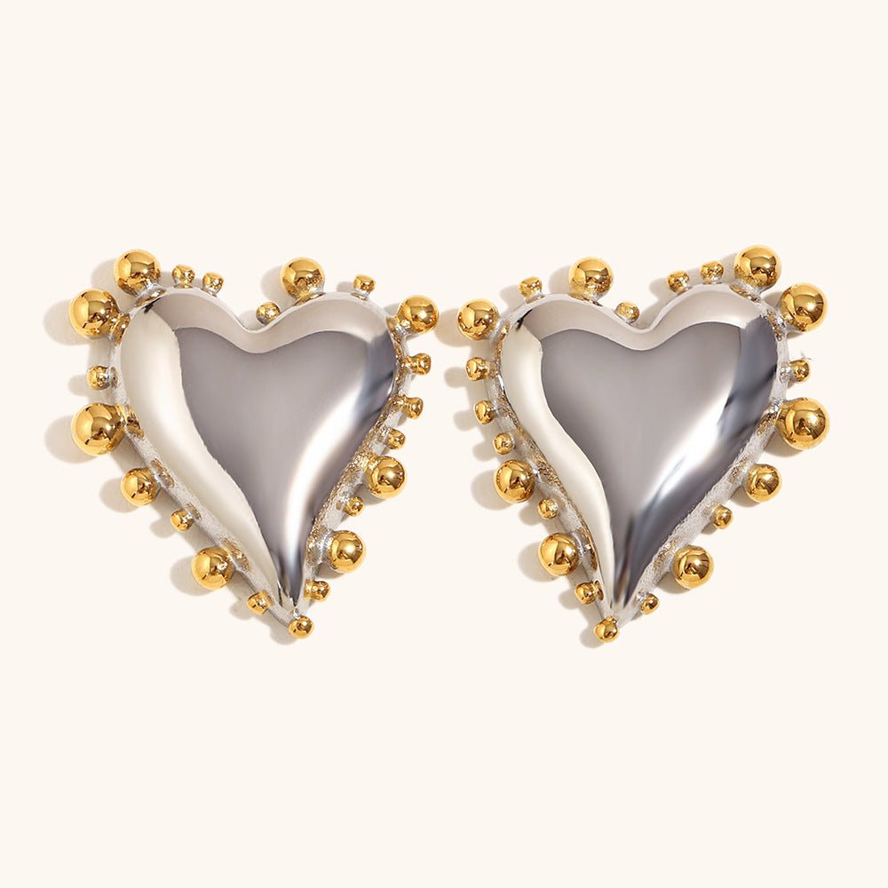 Celestia Dual-Tone Heart Earrings