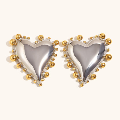 Celestia Dual-Tone Heart Earrings