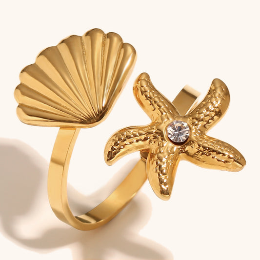 Starfish & Seashell Ring