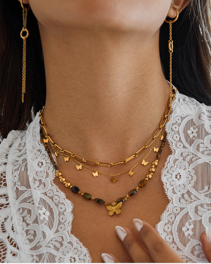 Golden Butterfly Bead Necklace