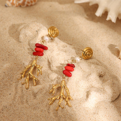 Red Coral Reef Earrings