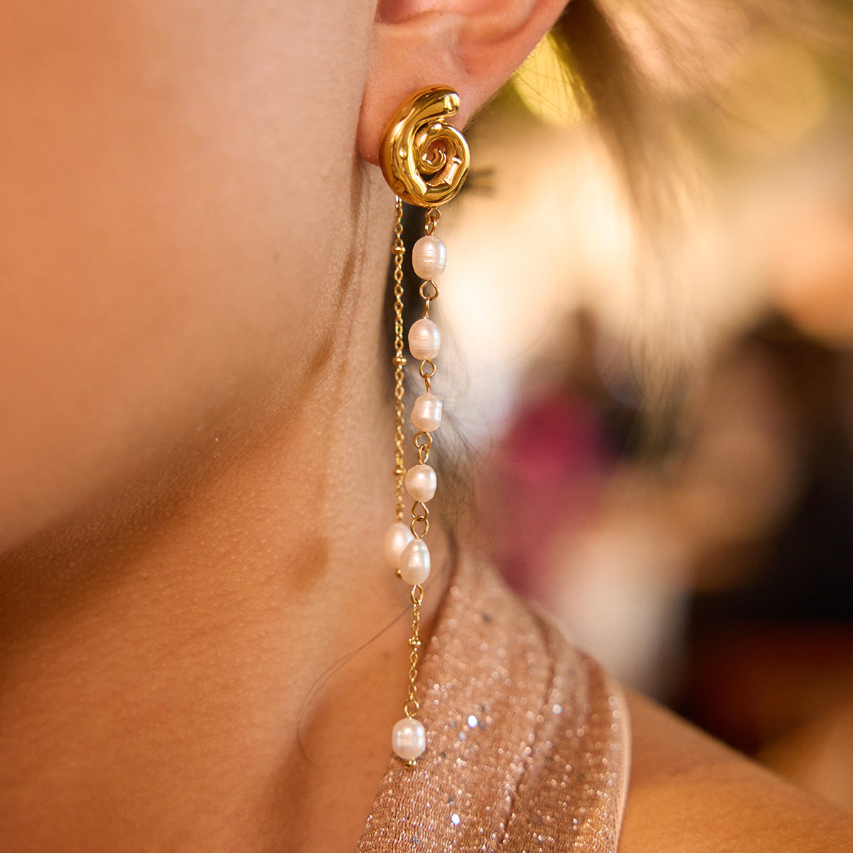 Twist Bloom Pearl Drop Earrings