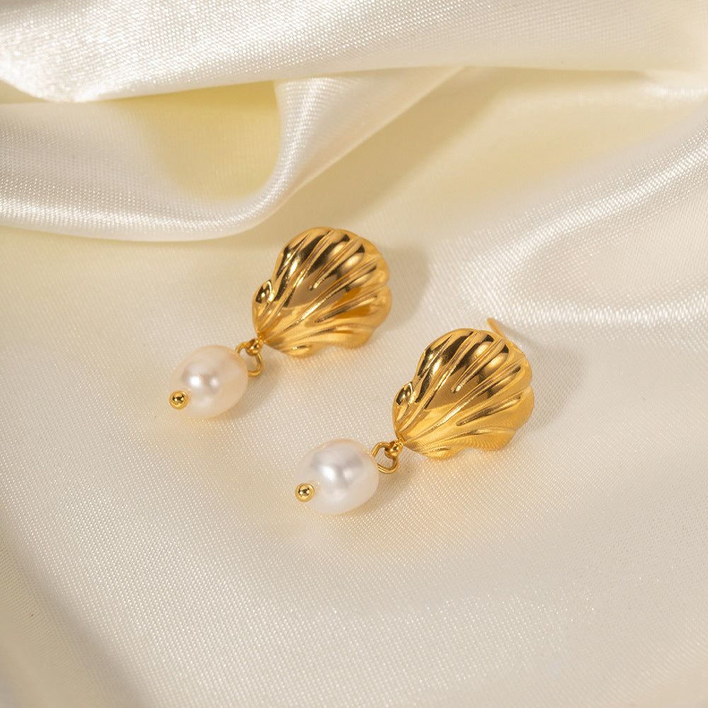 Whispering Shell Pearl Earrings