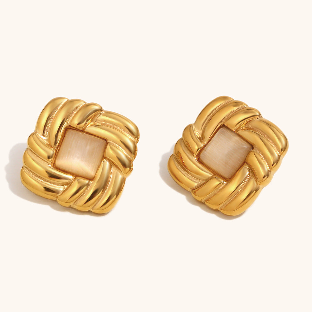 Vintage Woven Square Earrings