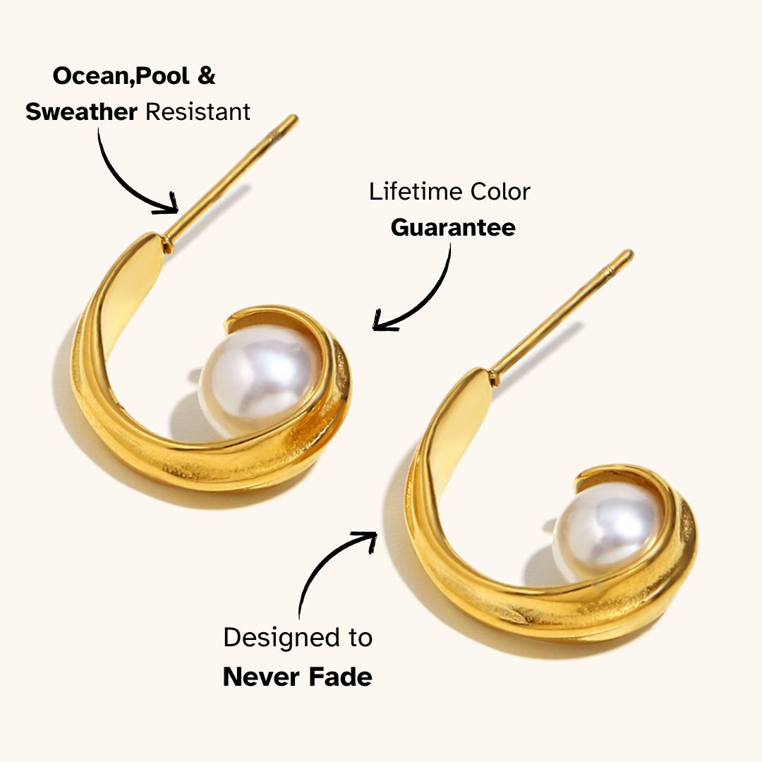Lustre Curl Pearl Hoops