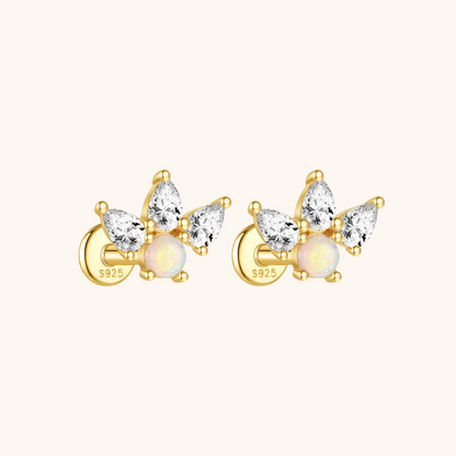 Opal & Zirconia Butterfly Labret Stud Earrings