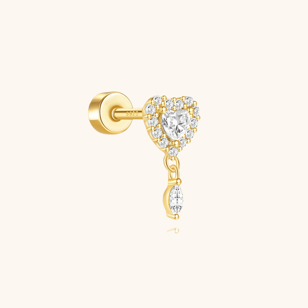 Heart-Shaped Zircon Threaded Cartilage Earring