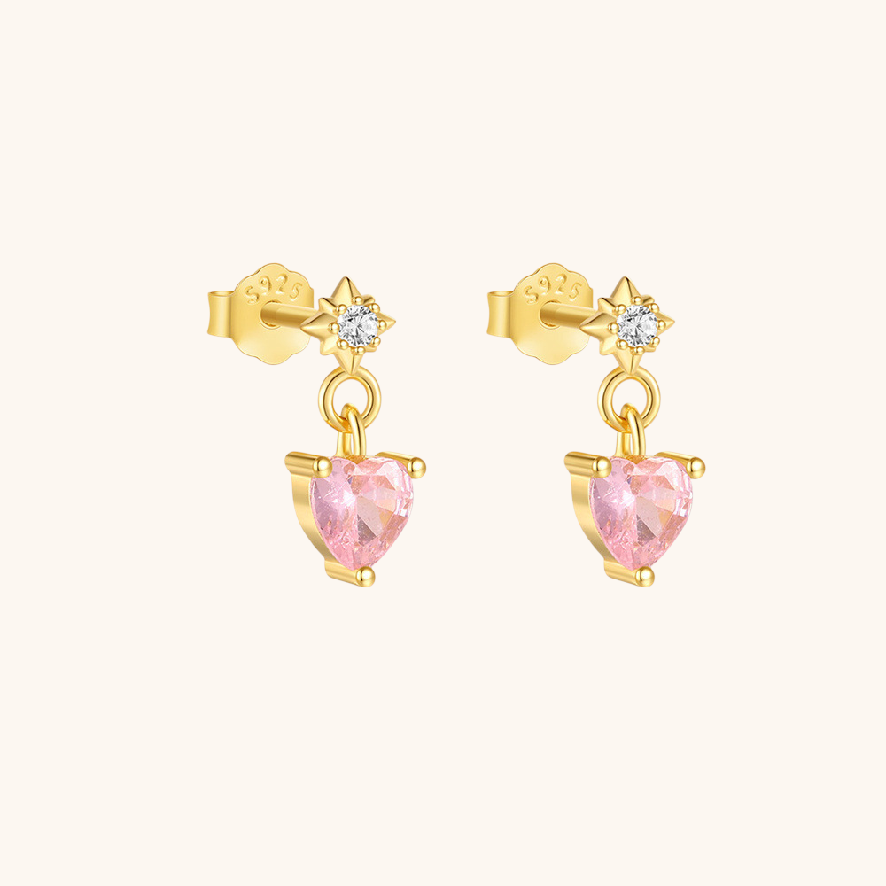 Pink Heart Dangle Earrings