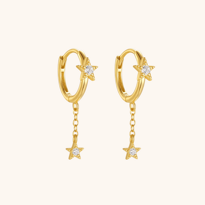 Twinkling Star Drop Hoop Earrings
