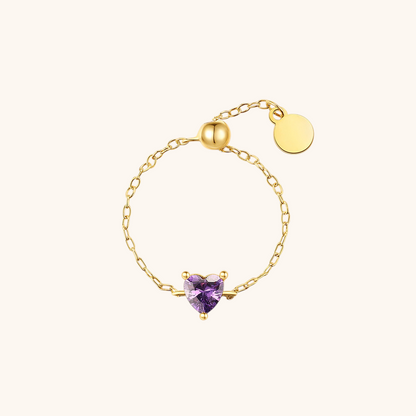 Adjustable Heart-Shaped Chain Ring