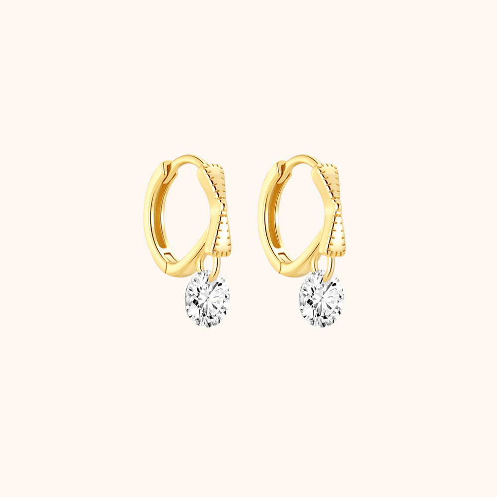 Zirconia Drop Hoop Earrings
