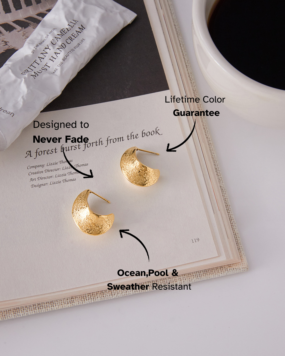 Hammered Leaf Hoop Earrings