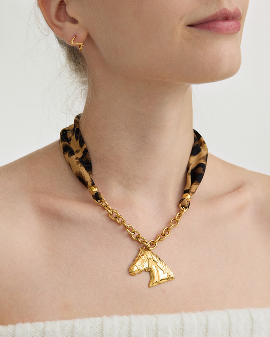 Wild Horse Pendant Necklace – Leopard Strap