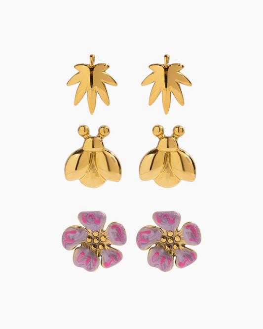 Garden Muse Trio Stud Earrings