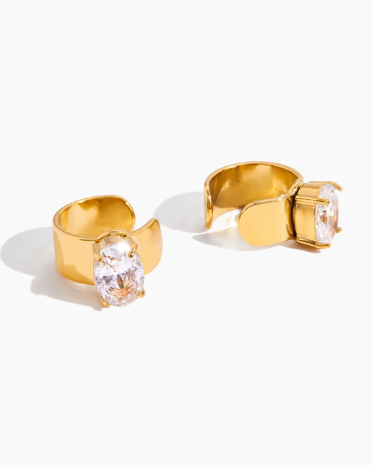 Oval Crystal Ear Cuff