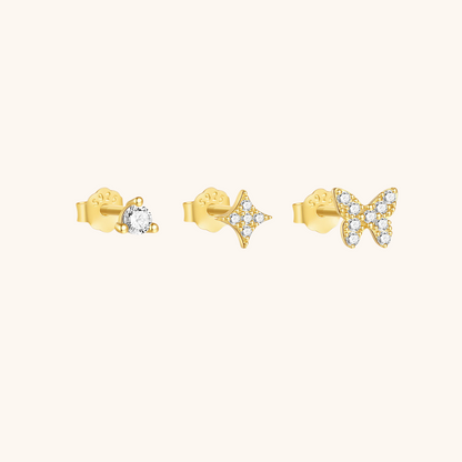 Mismatched Stud Earring Set with Zirconia