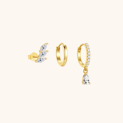 Leaf Stud and Hoop Earring Set