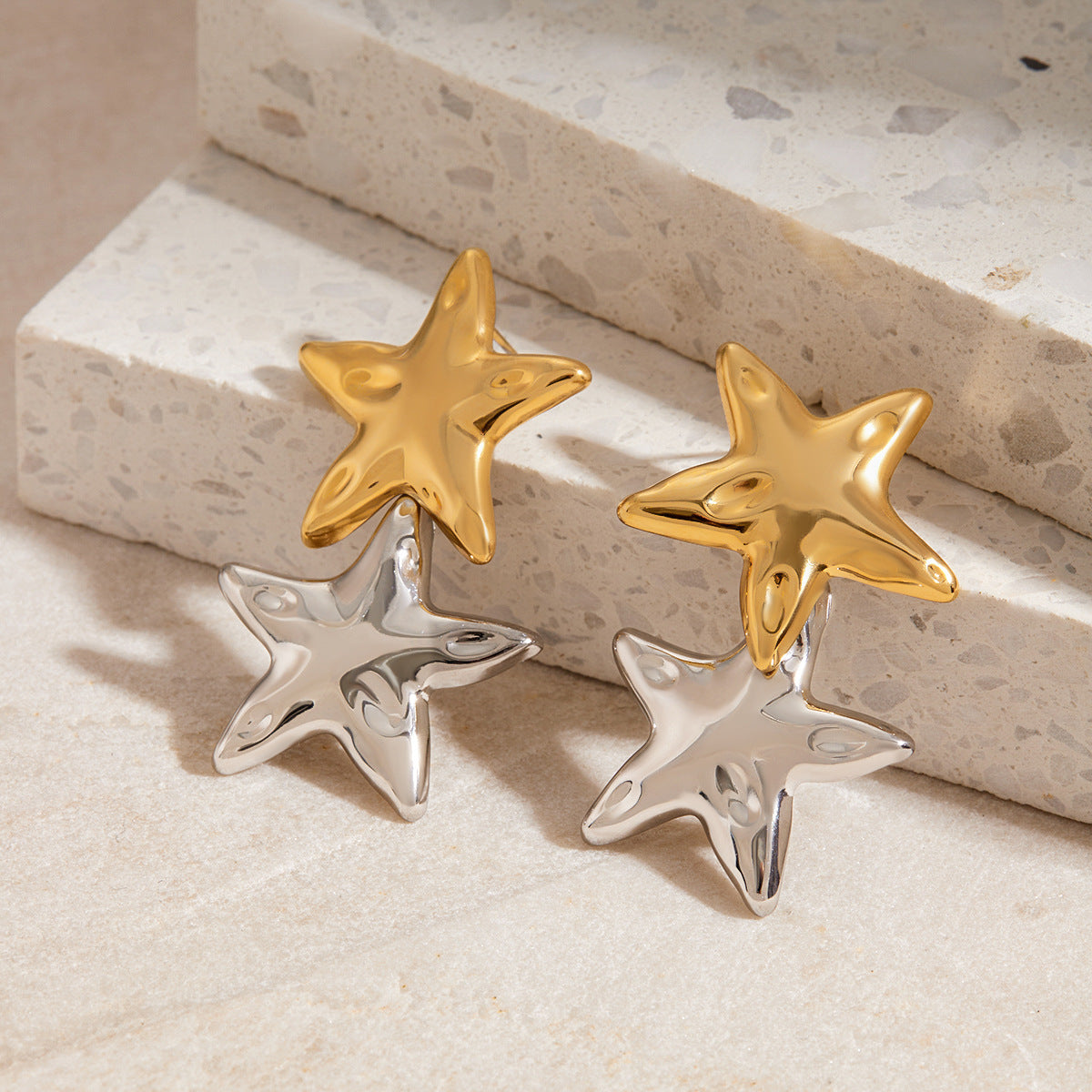 Starry Ocean Dual-Tone Earrings