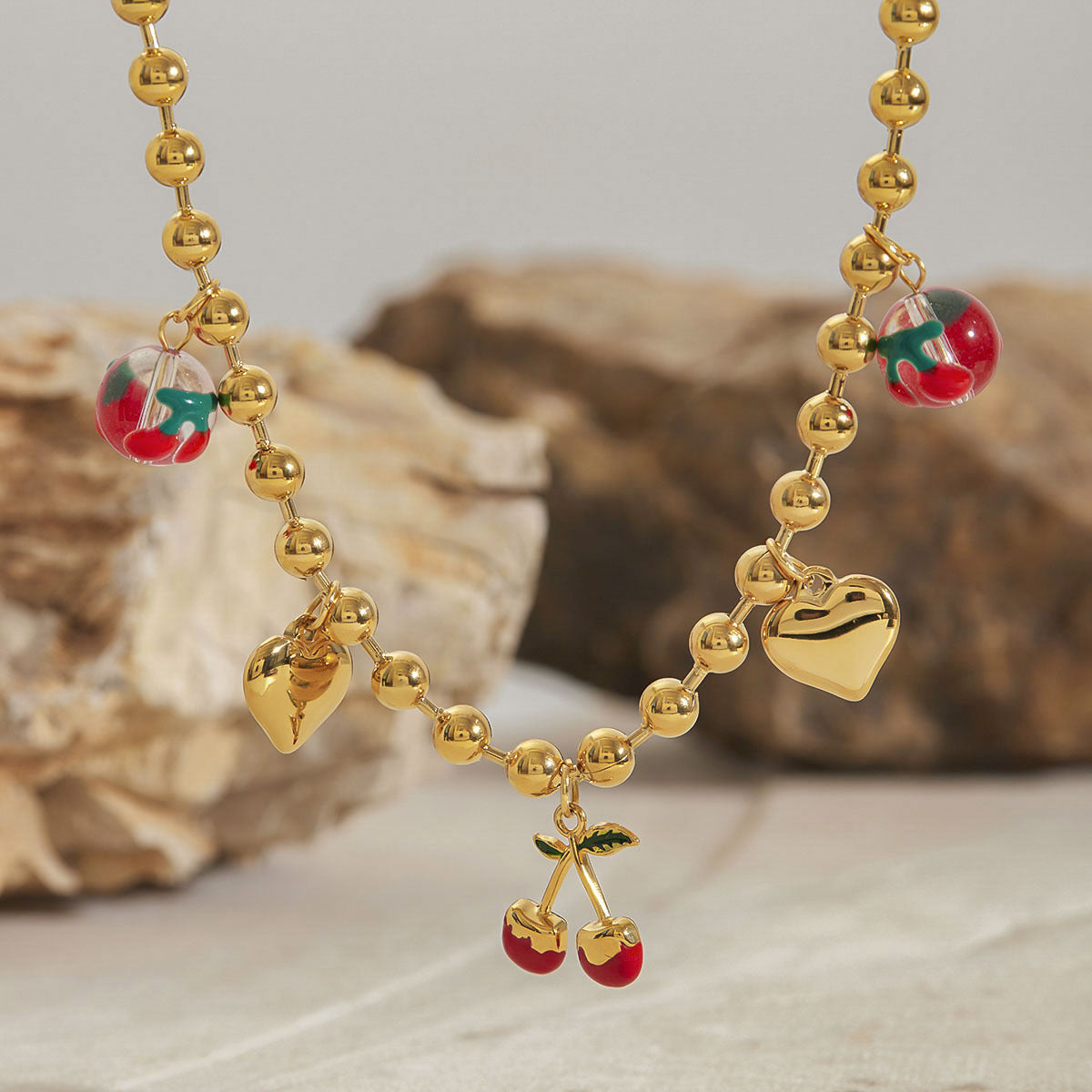 Cherry Bloom Heart Necklace
