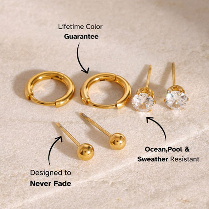 Lustrous Trio – Minimalist Earring Set