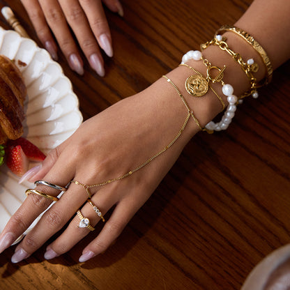 Vintage Pearl Coin Drop Bracelet