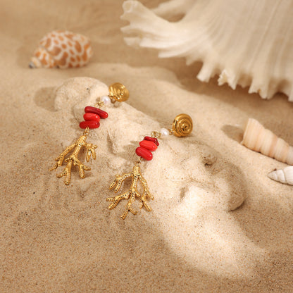 Red Coral Reef Earrings