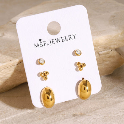 Golden Prelude – Geometric Trio Earring Set