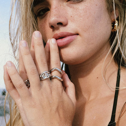 Molten Edge Band Ring - Silver