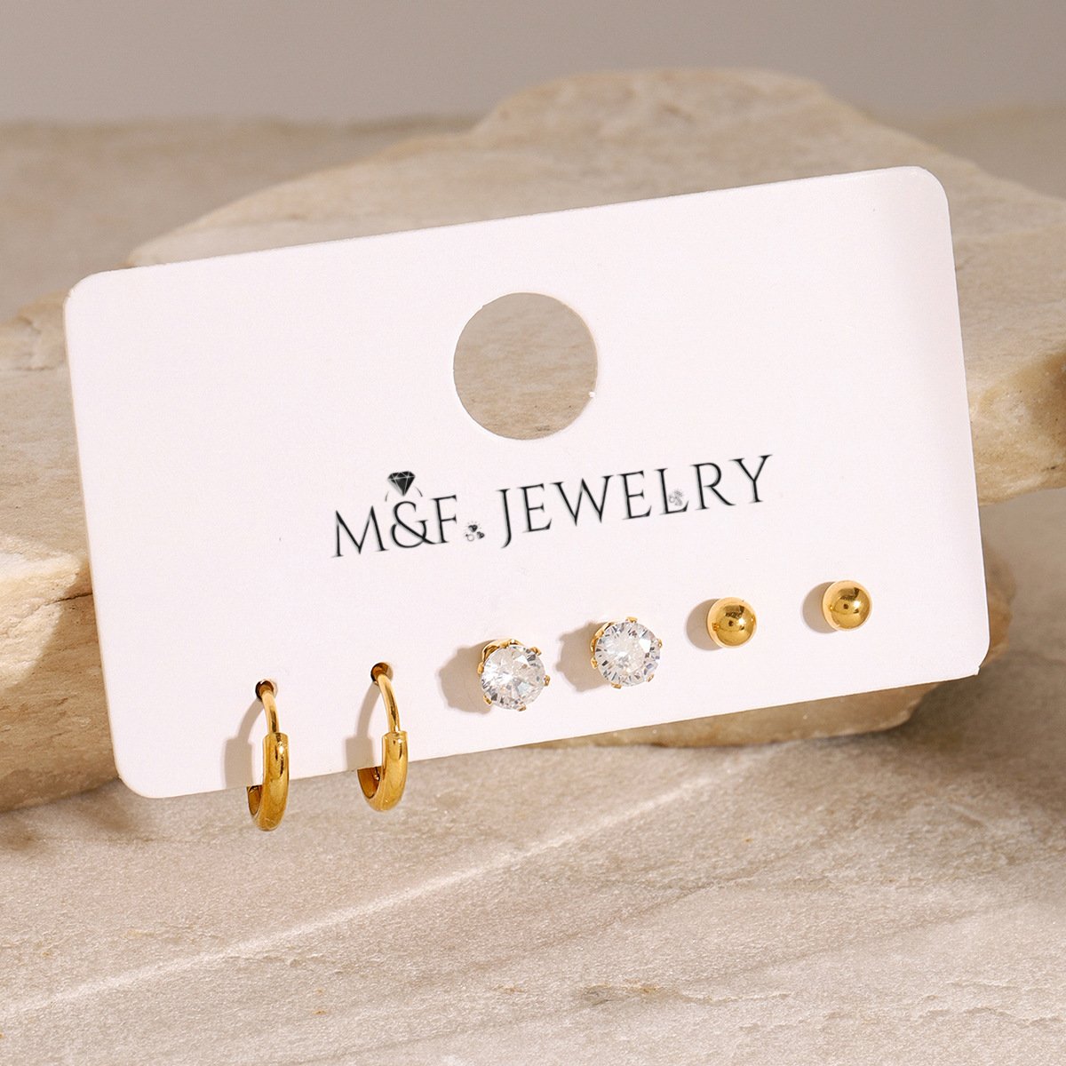 Lustrous Trio – Minimalist Earring Set