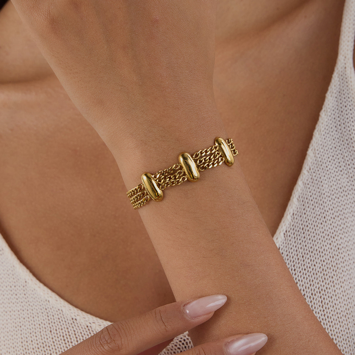 Triple Bold Link Bracelet