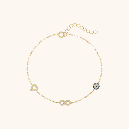 Heart & Infinity Charm Bracelet with Zirconia