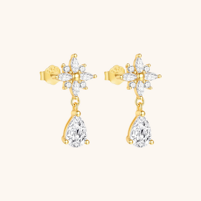 Floral Drop Earrings with Zirconia