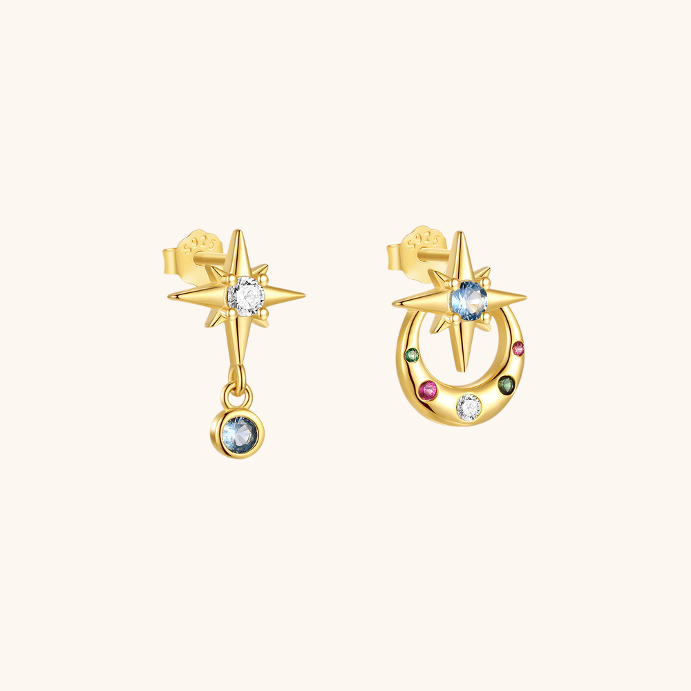 Star and Moon Mismatched Earrings